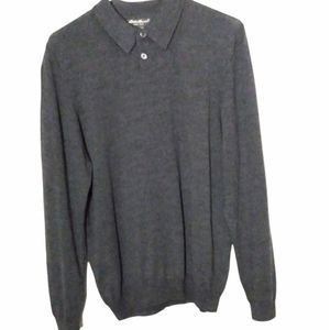 Eddie Bauer 100% Merino Wool Mens   Pullover 2 Button Sweater Size Large
